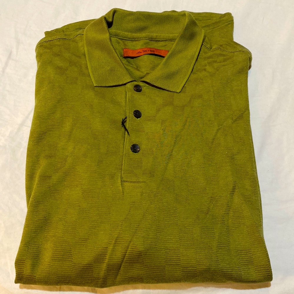 Nice green dressy Axis polo shirt, NWOT, XL